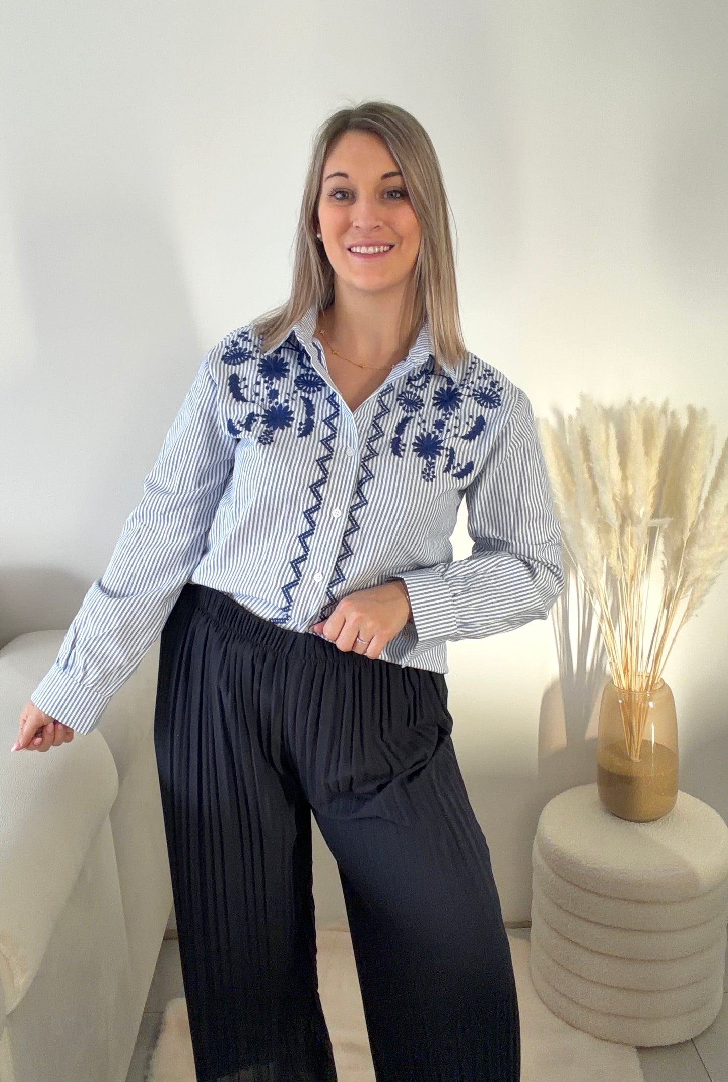 Chemise Rayée Brodée - Éllie