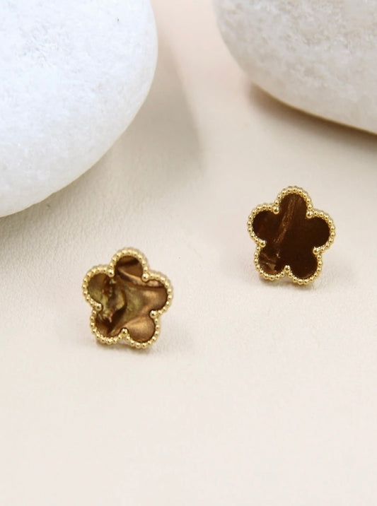 Boucles d'oreilles - TRÈFLE Marron