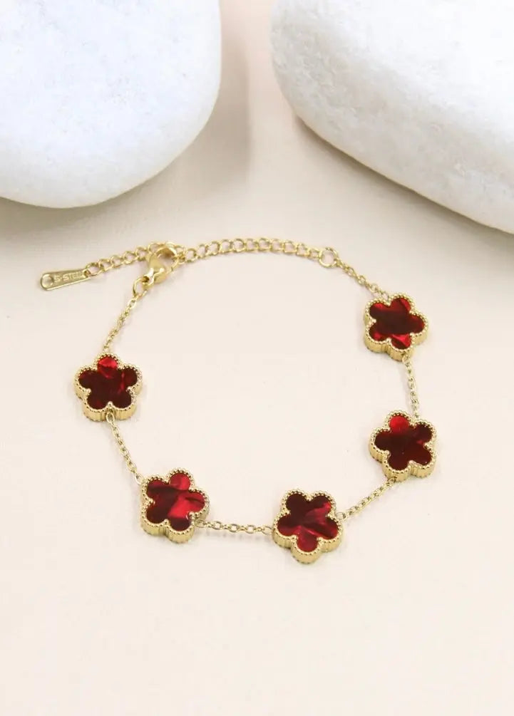 Bracelet TRÈFLE BORDEAUX - Maddy & Co