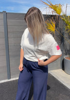 T-shirt oversize patch - Blanc Maddy & Co