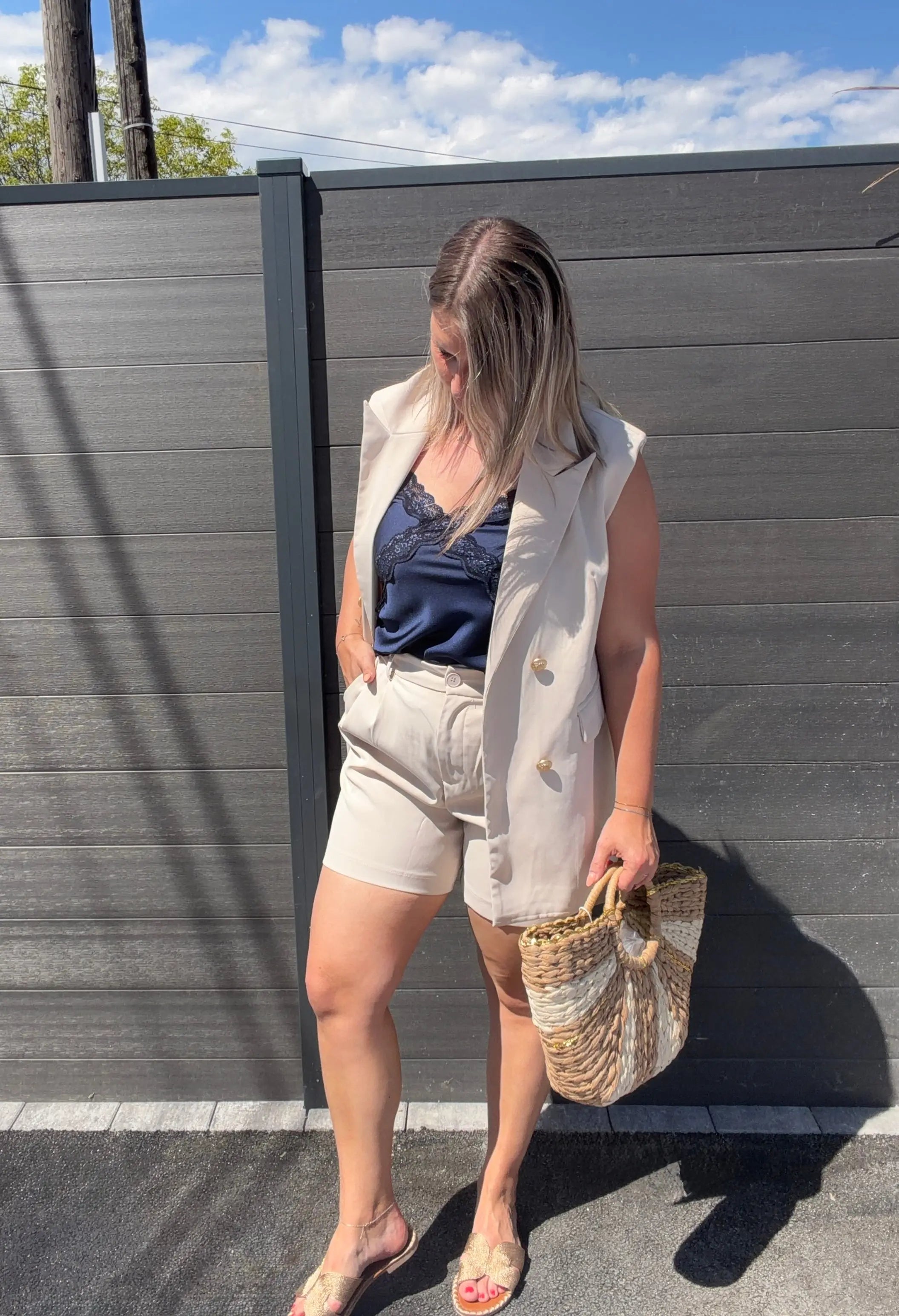 Blazer Rosie sans manches - Beige Maddy & Co