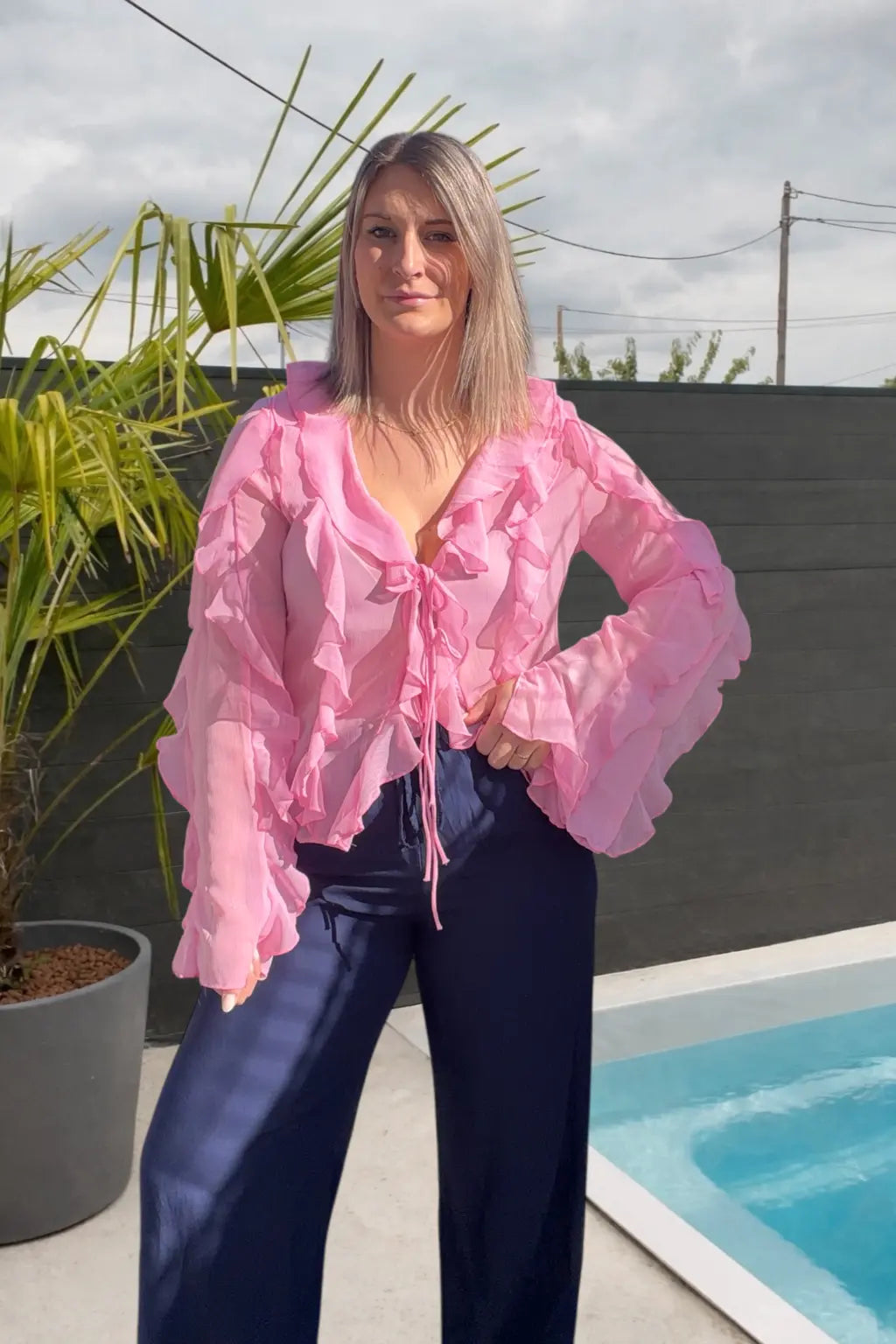 Blouse à volants - Pink Maddy & Co