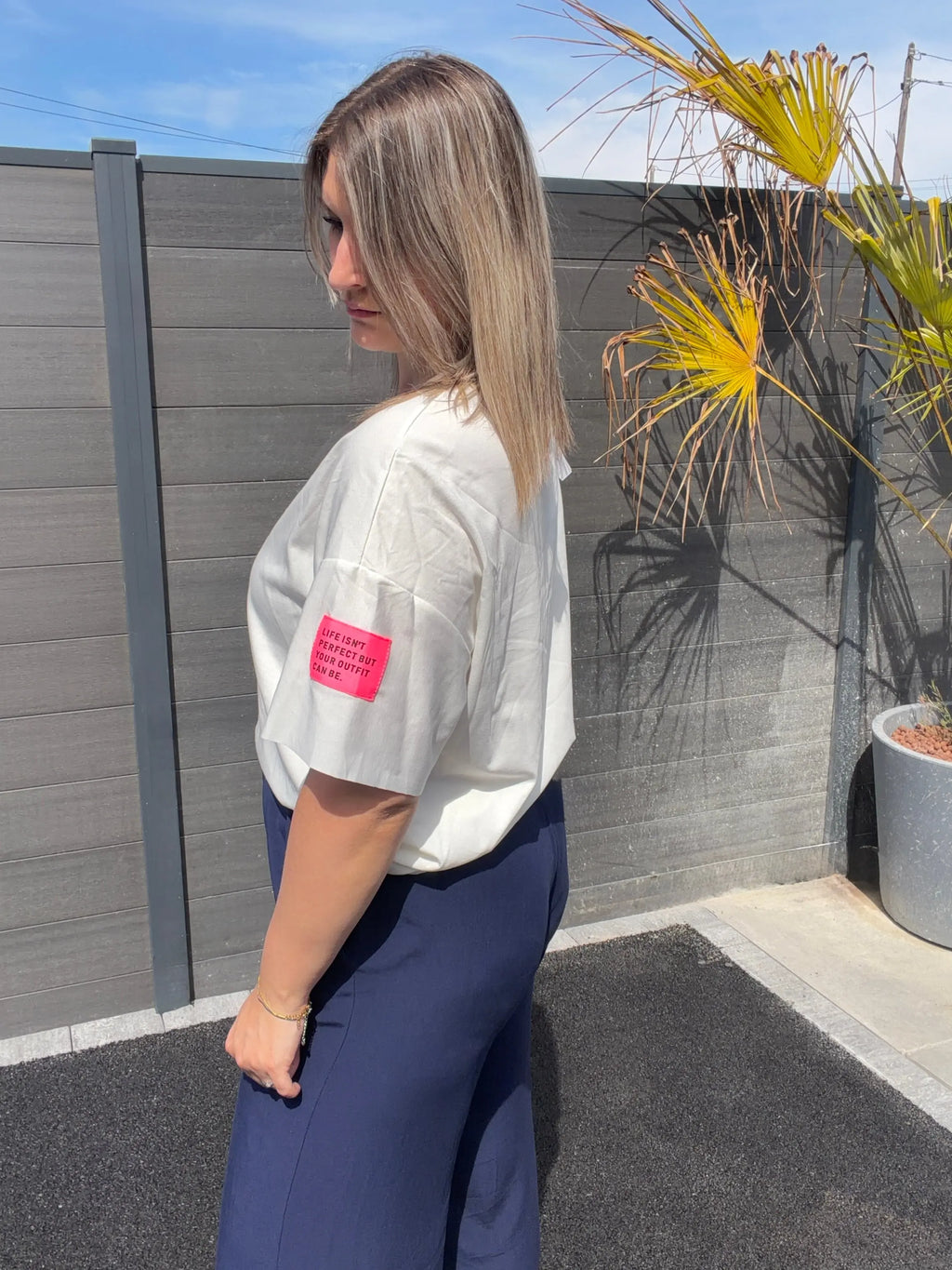 T-shirt oversize patch - Blanc Maddy & Co