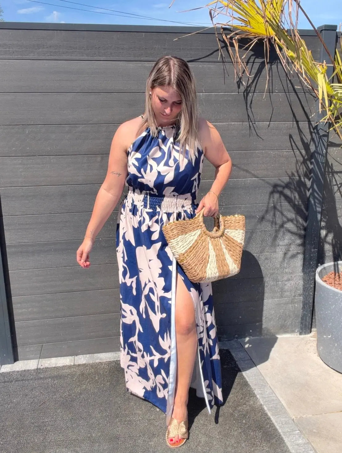 Sac à main bohème tressé beige – Éclat doré Maddy & Co