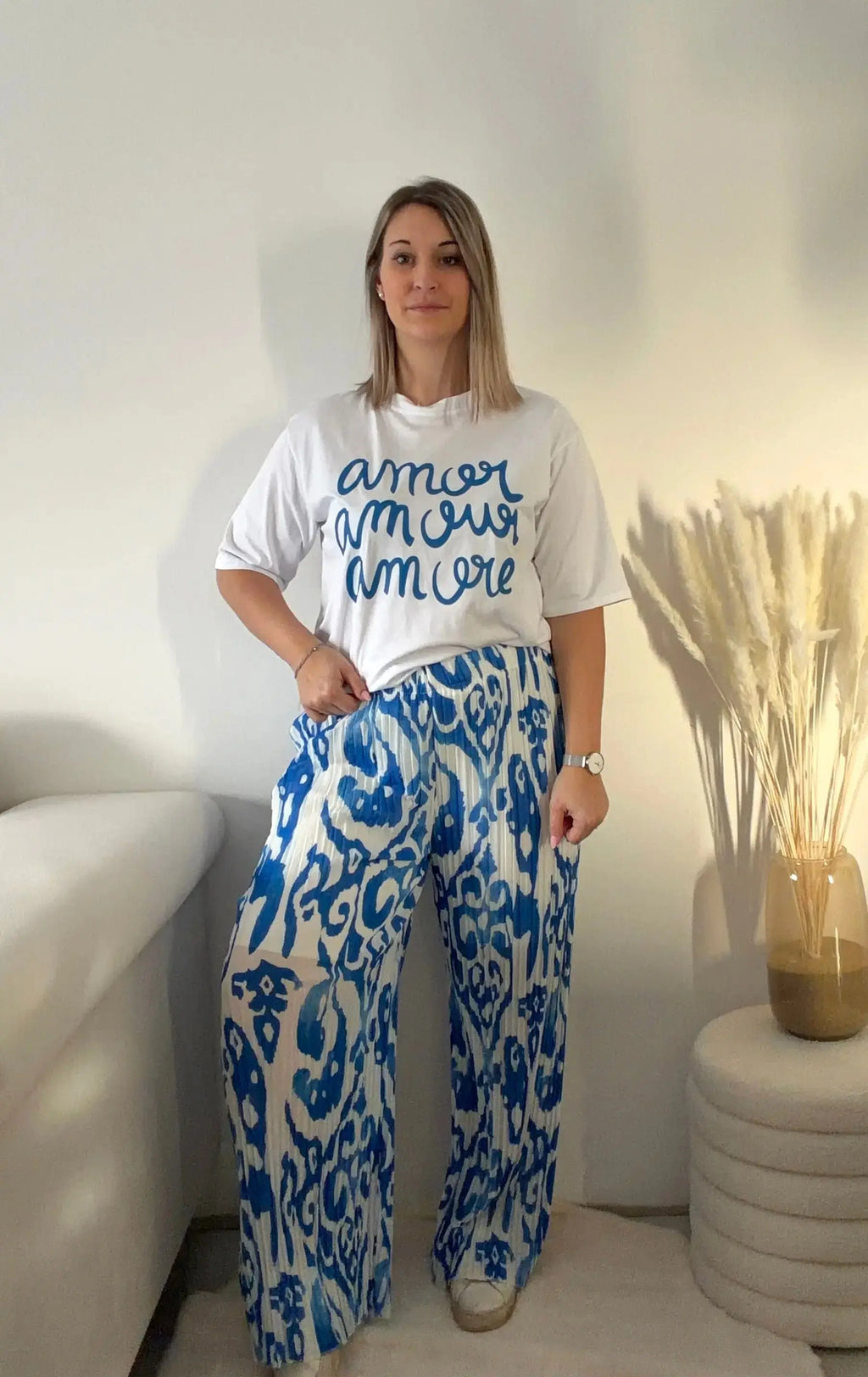 Pantalon Imprimé Alma - Bleu Maddy & Co