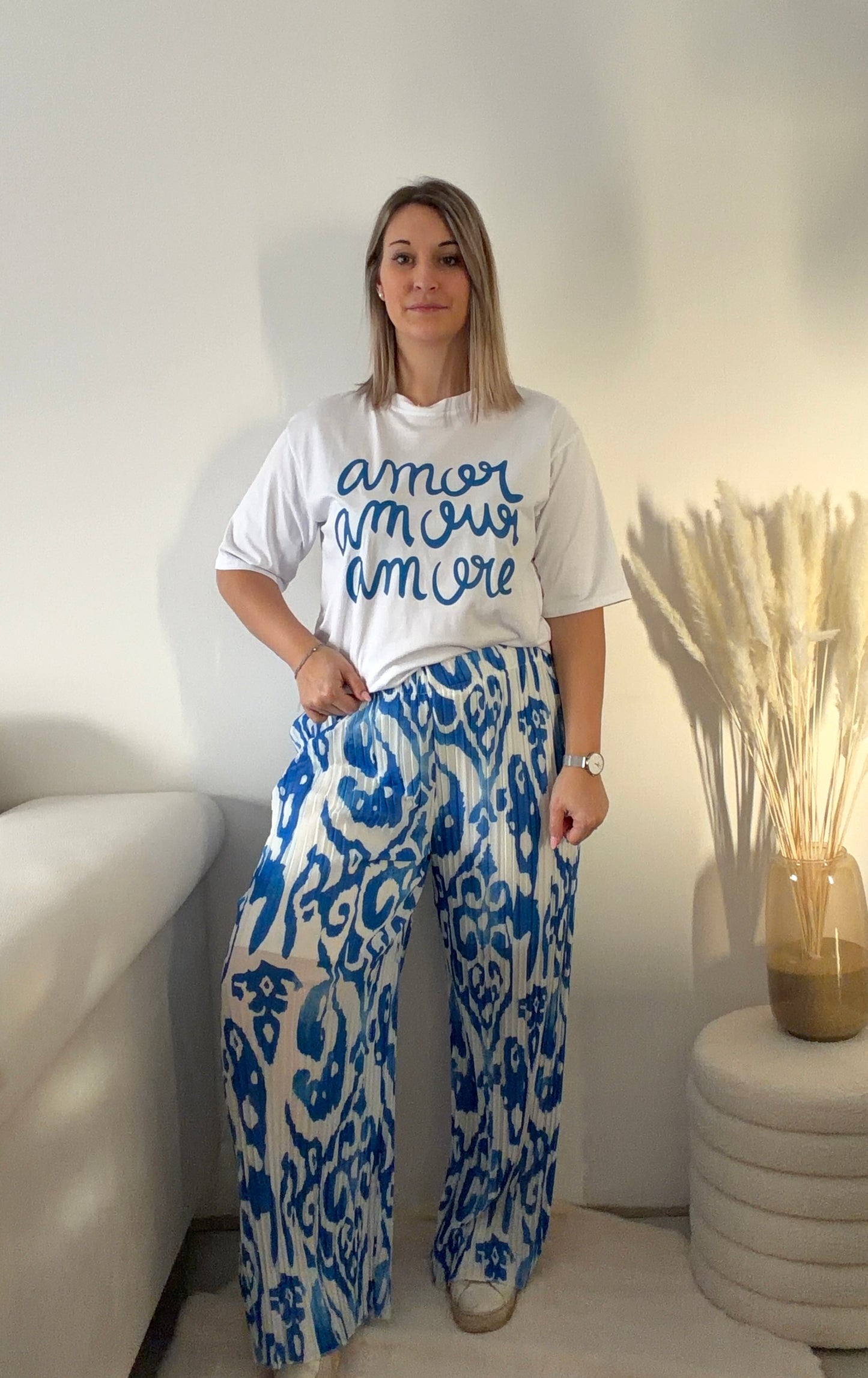 Pantalon Imprimé Alma - Bleu