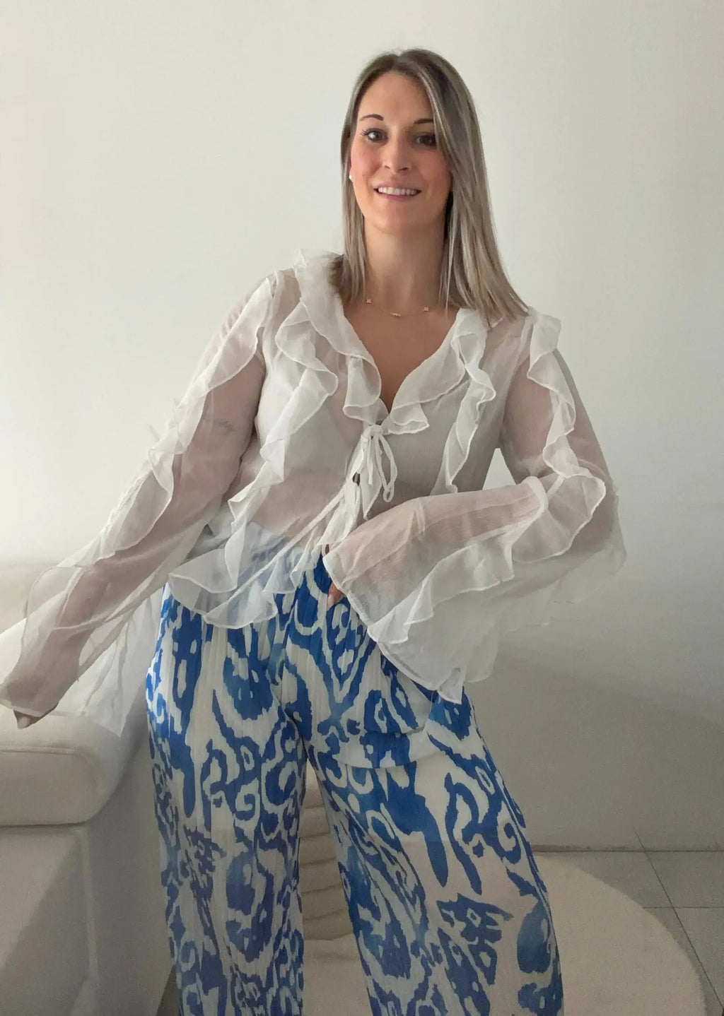 Pantalon Imprimé Alma - Bleu Maddy & Co