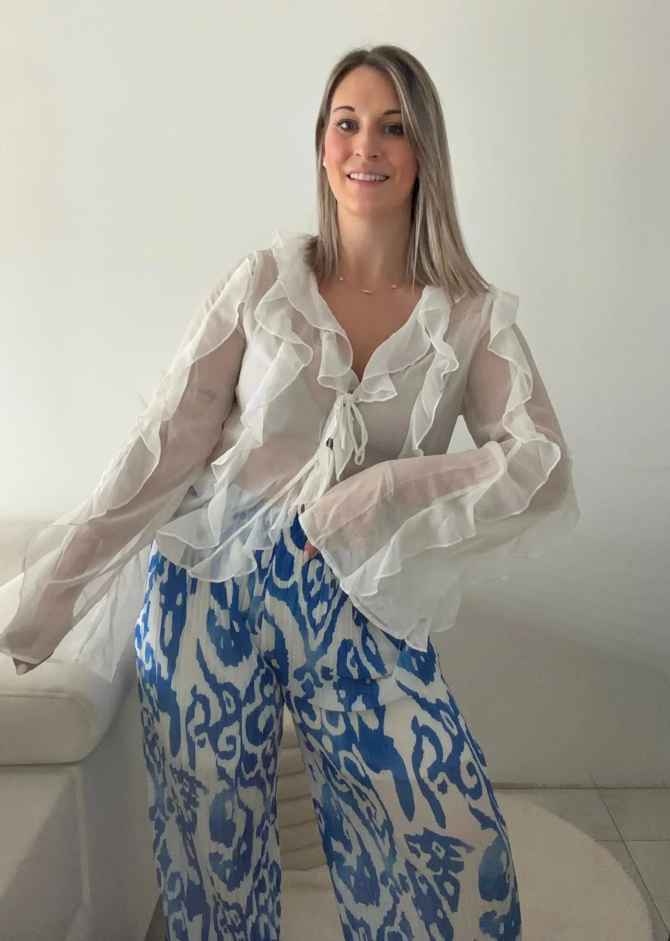 Pantalon Imprimé Alma - Bleu Maddy & Co