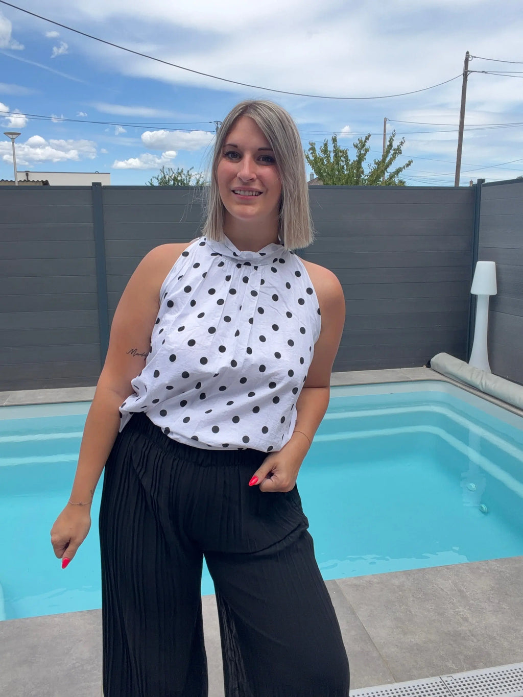 Top à pois Bella - Blanc Maddy & Co
