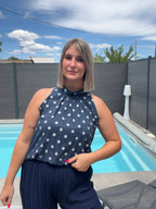 Top à pois Bella - Bleu marine Maddy & Co