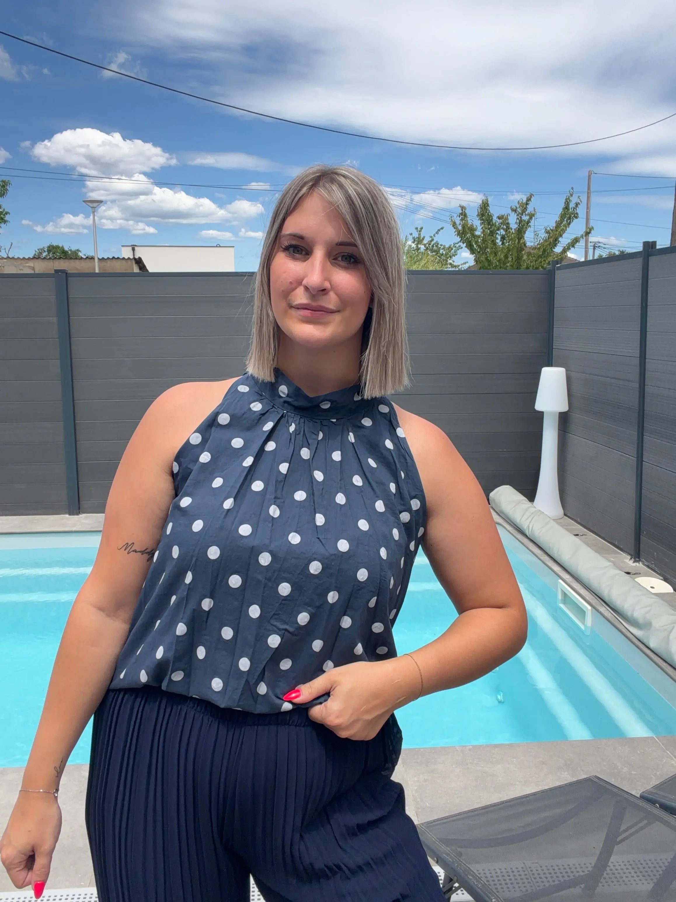 Top à pois Bella - Bleu marine Maddy & Co