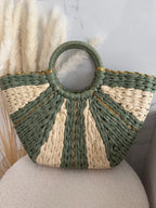Sac à main bohème tressé Kaki – Éclat doré Maddy & Co