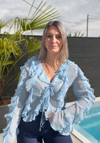 Blouse à volants  - Blue Maddy & Co