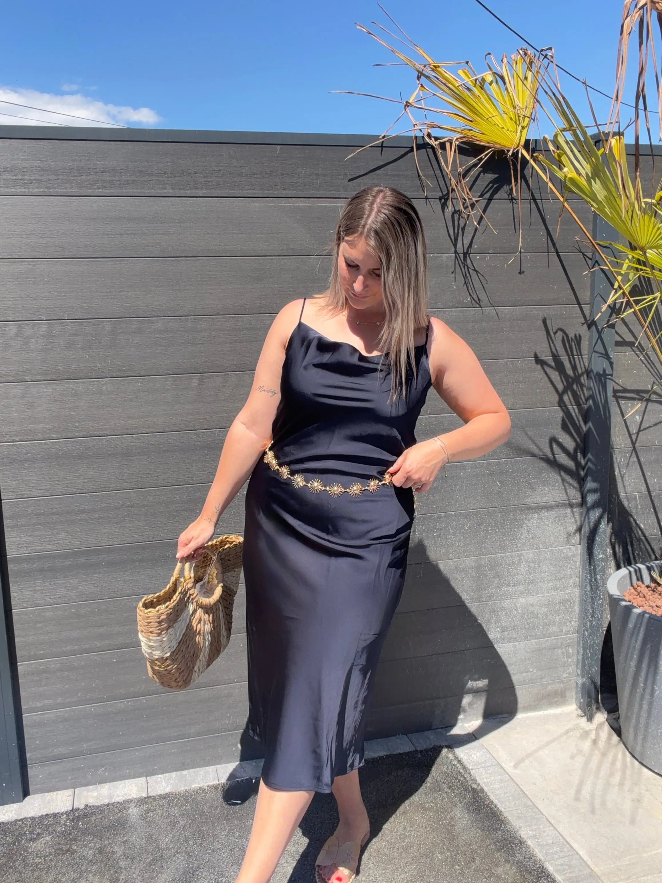 Robe longue satinée - Nelly Maddy & Co