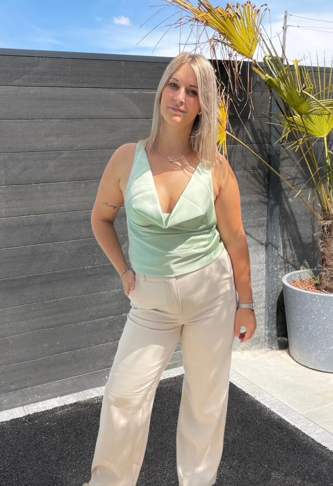 Top dos nu à nouer au cou - Vert d'eau Maddy & Co