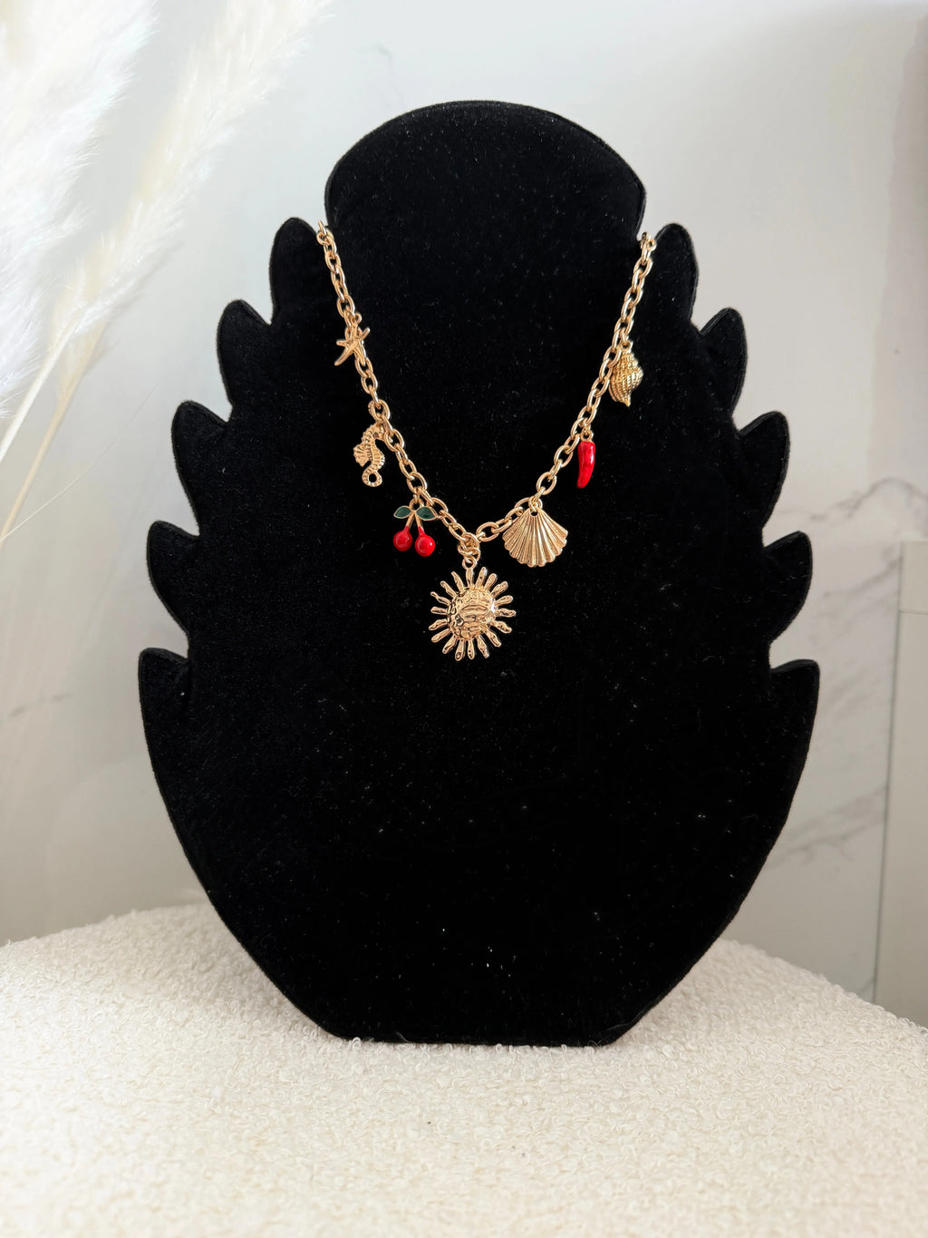 Collier charms doré - Soleil et cerise Maddy & Co