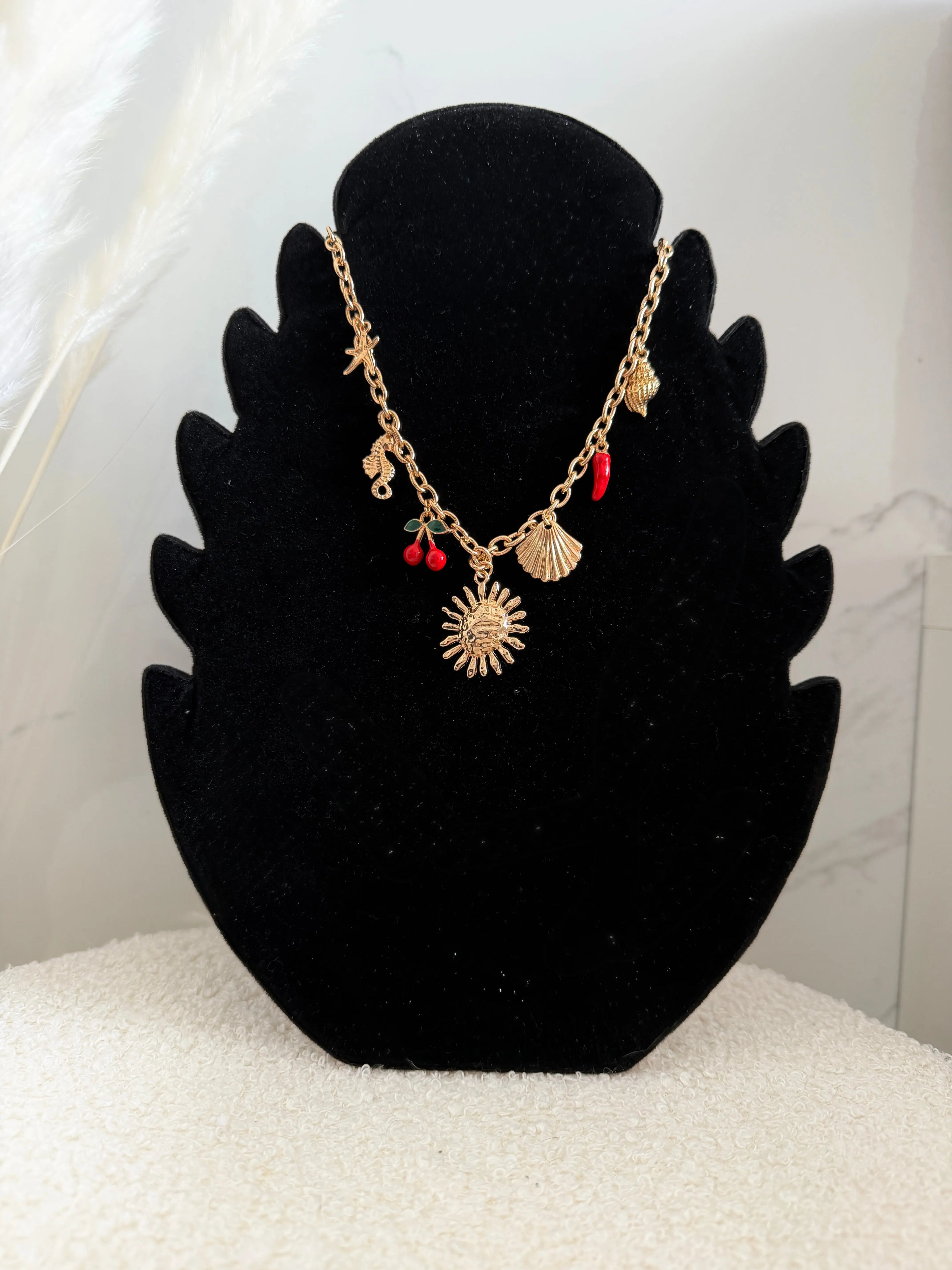 Collier charms doré - Soleil et cerise Maddy & Co