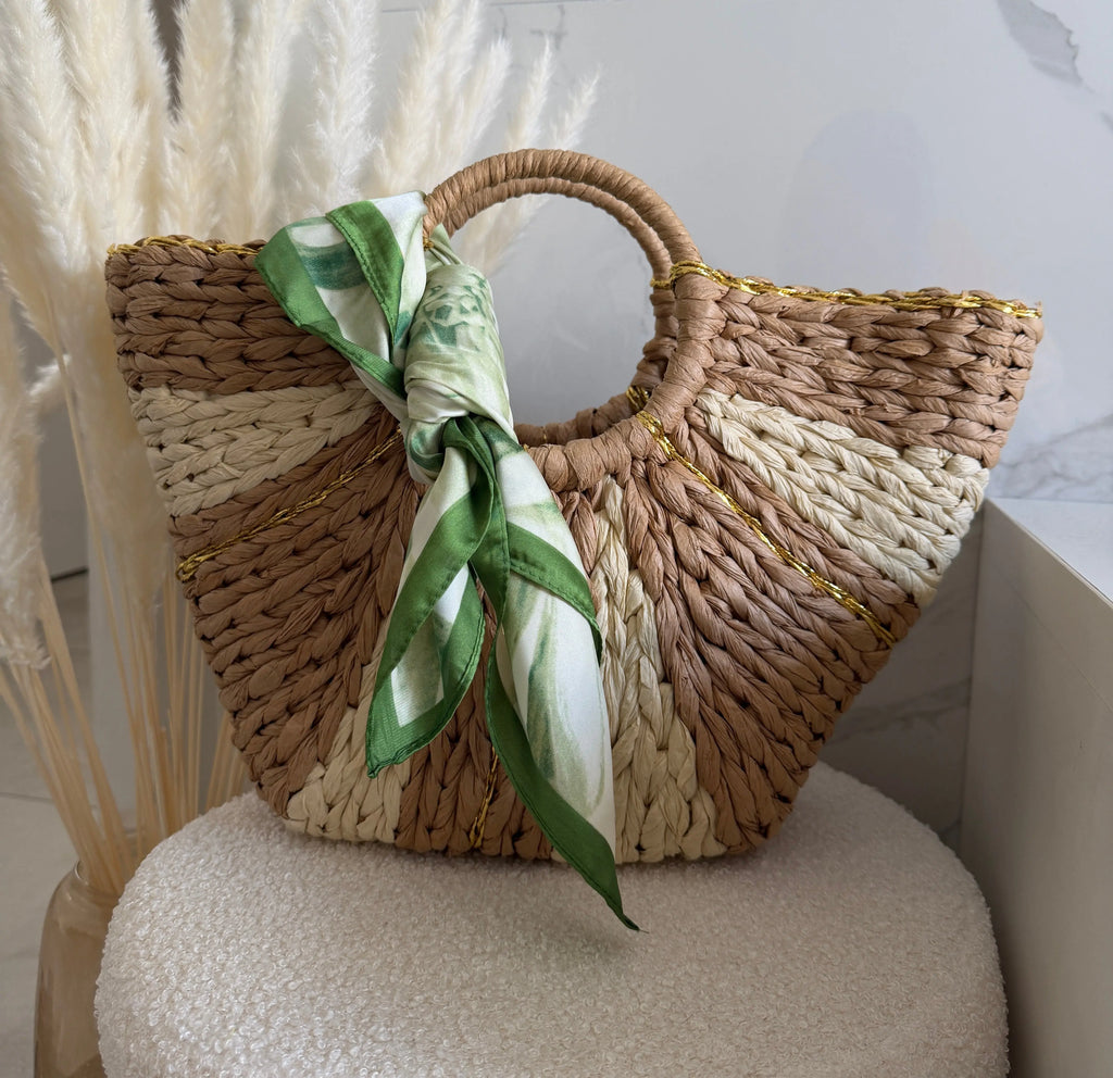 Sac à main bohème tressé beige – Éclat doré Maddy & Co