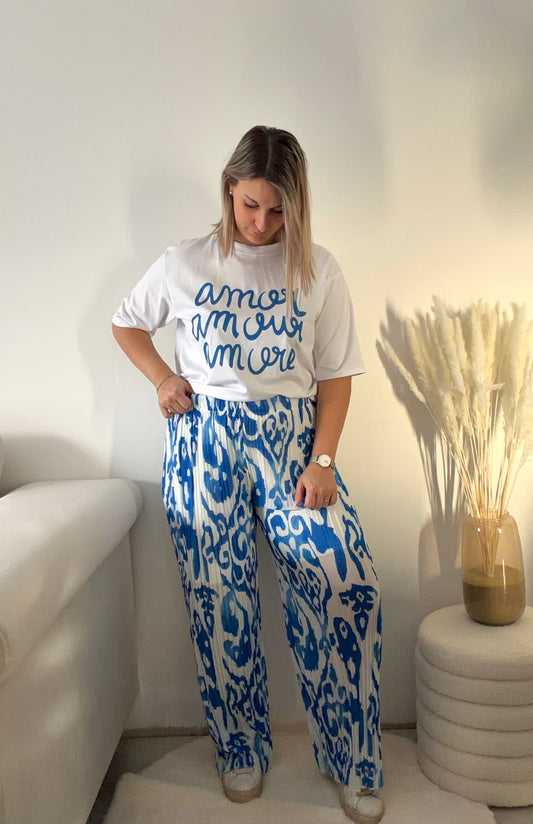 Pantalon Imprimé Alma - Bleu