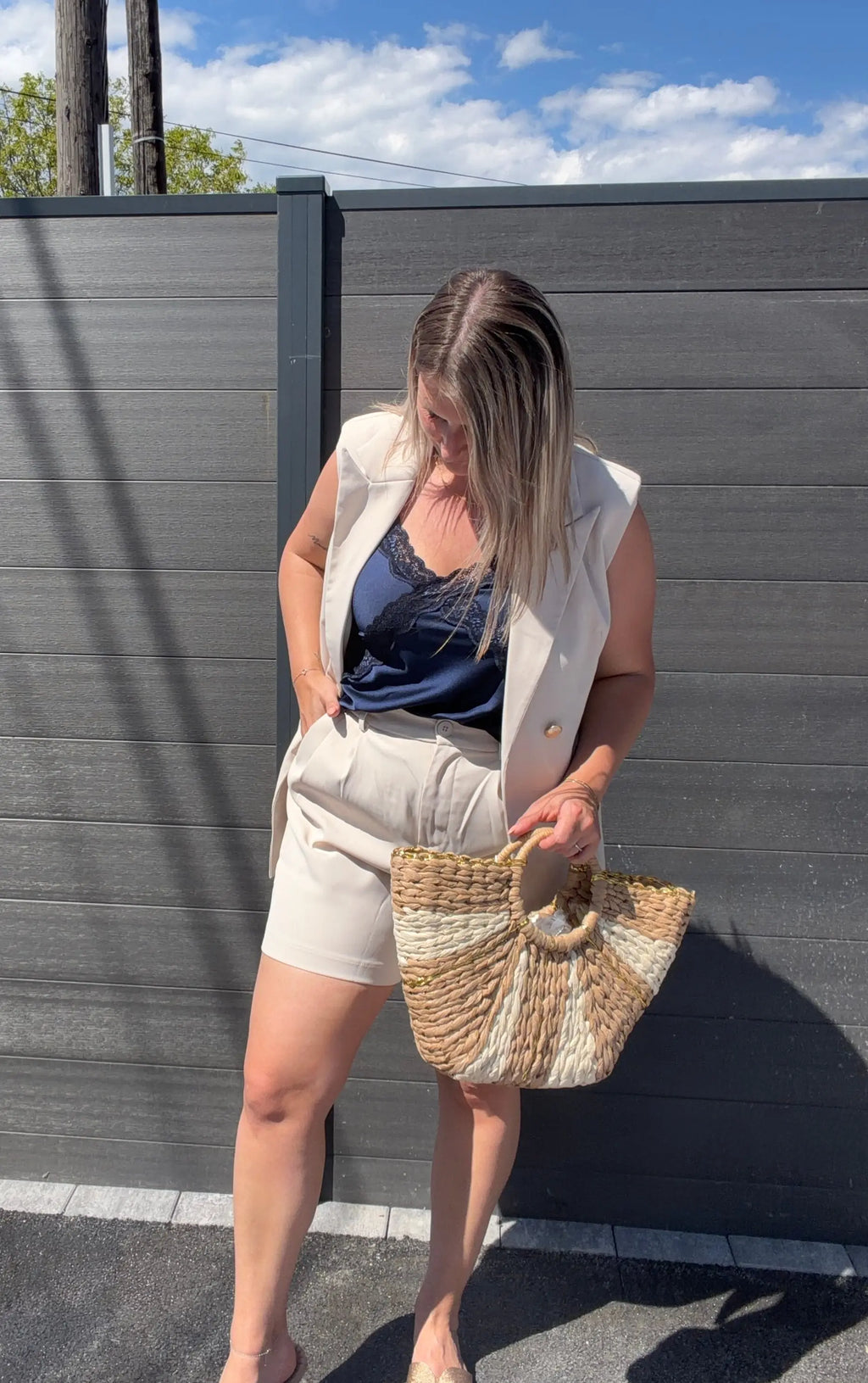 Blazer Rosie sans manches - Beige Maddy & Co