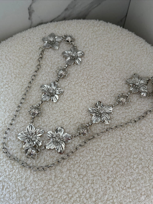 Ceinture chaîne fleur  - Argenté Maddy & Co