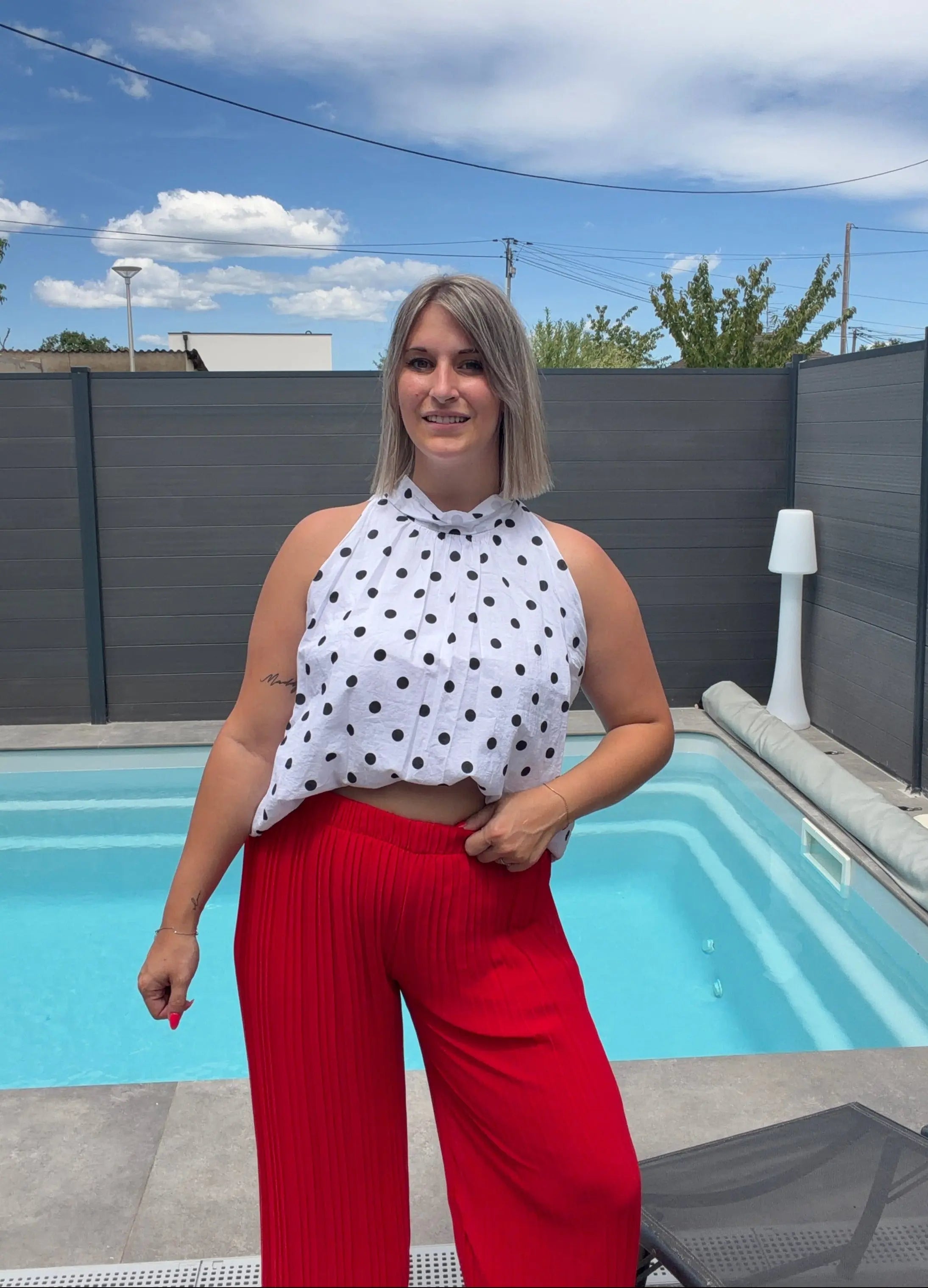 Top à pois Bella - Blanc Maddy & Co