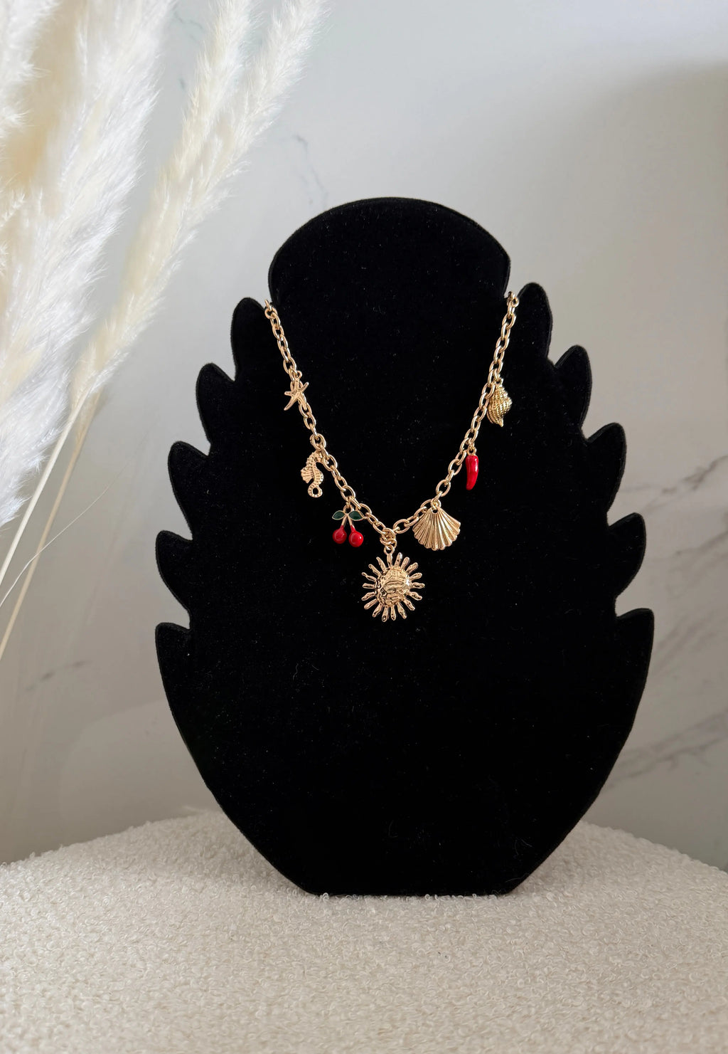 Collier charms doré - Soleil et cerise Maddy & Co