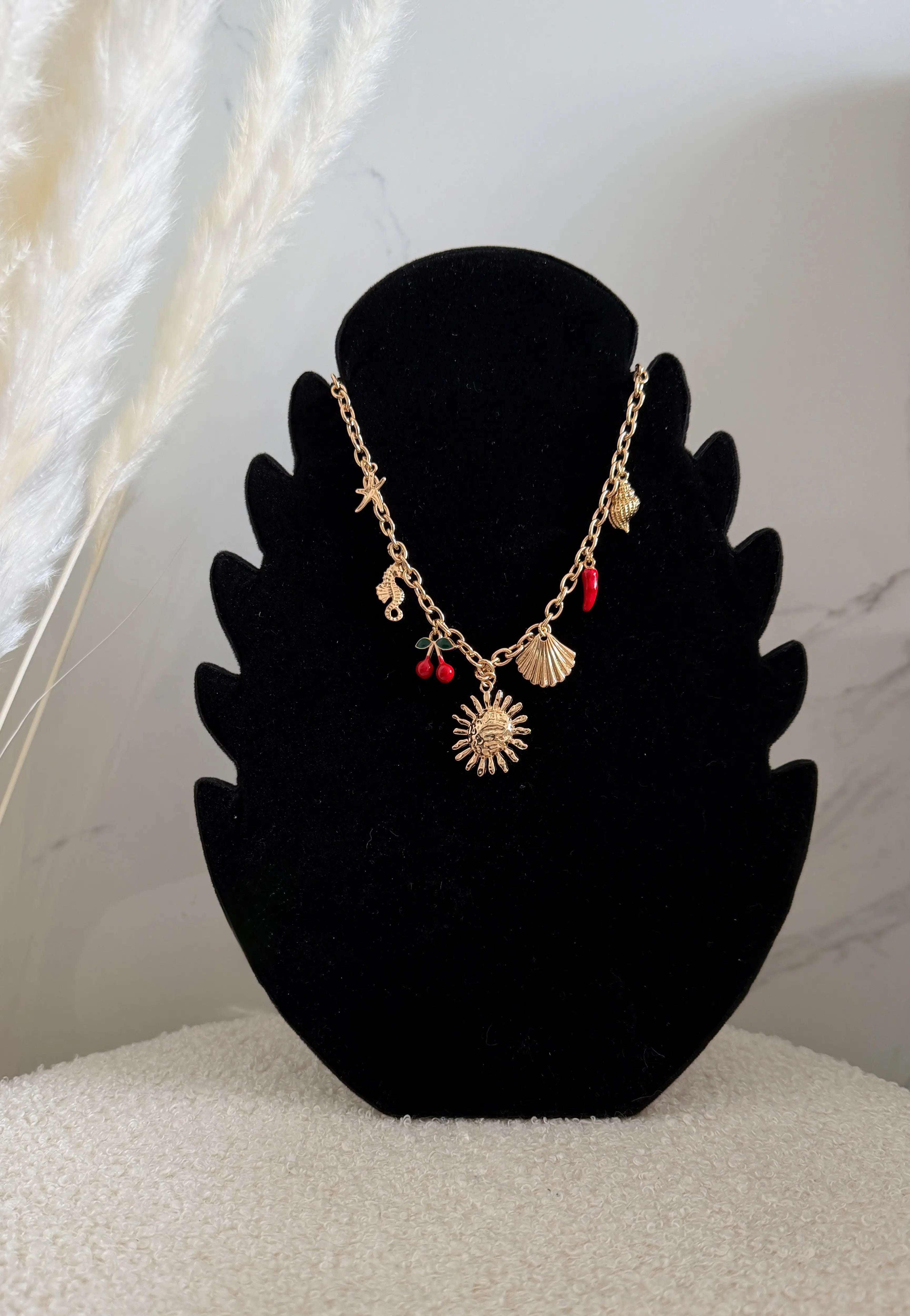 Collier charms doré - Soleil et cerise Maddy & Co