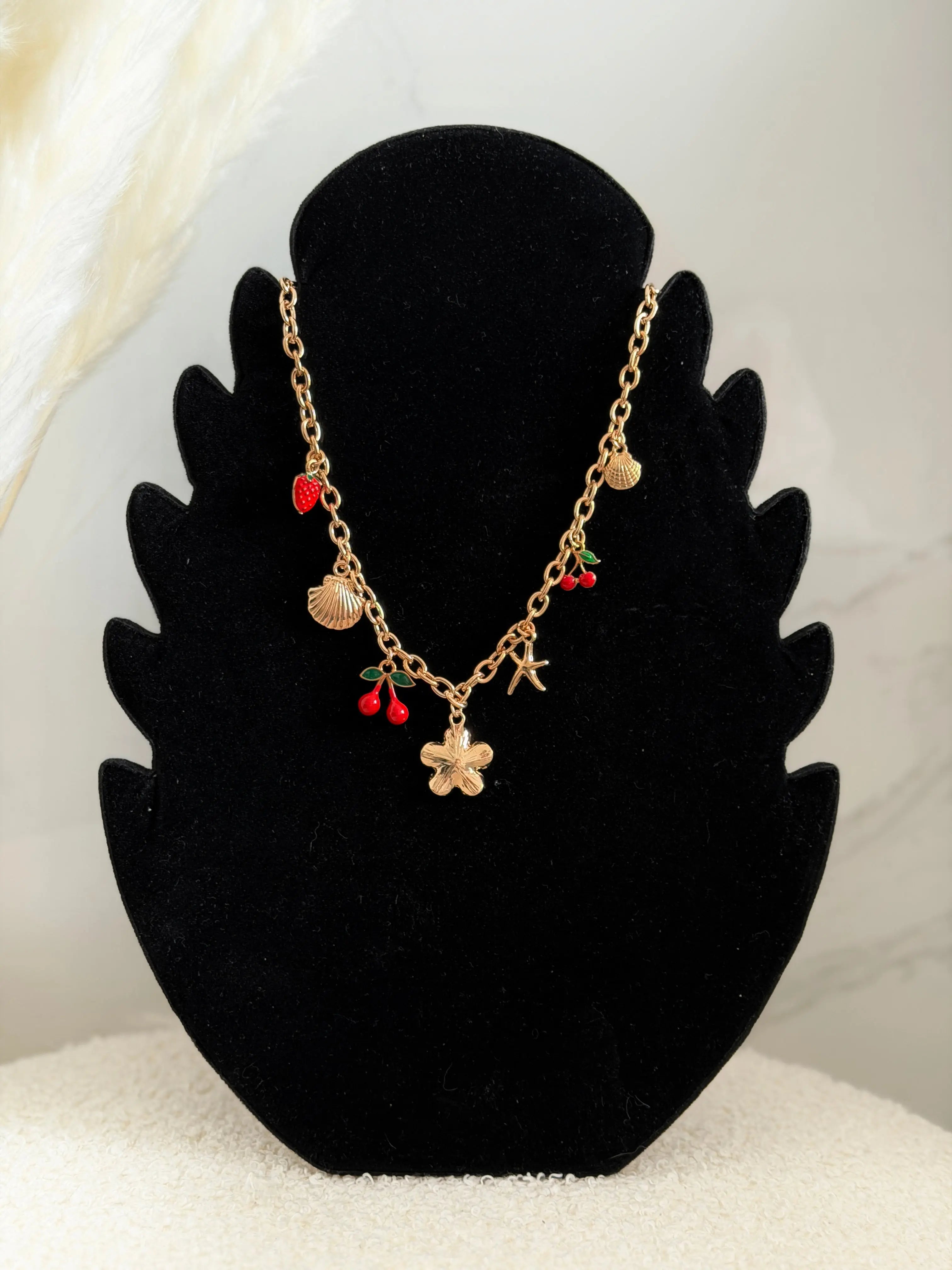 Collier charms doré - Fleur et cerise Maddy & Co