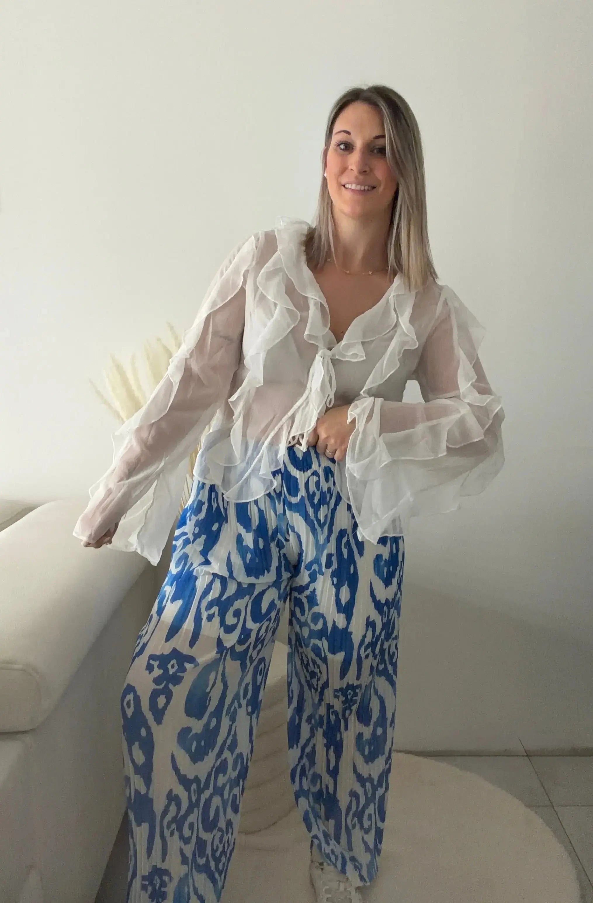 Pantalon Imprimé Alma - Bleu Maddy & Co