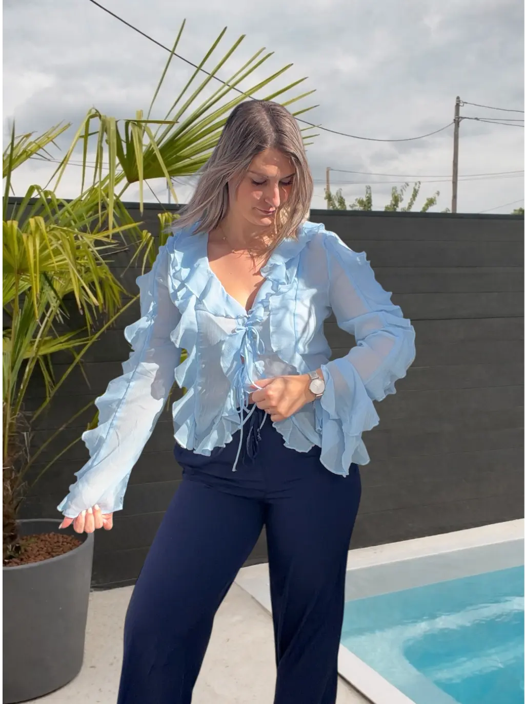 Blouse à volants  - Blue Maddy & Co