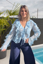 Blouse à volants  - Blue Maddy & Co