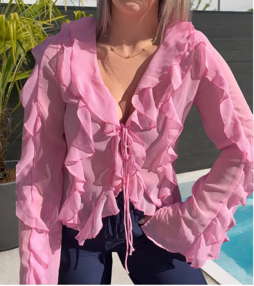 Blouse à volants - Pink Maddy & Co