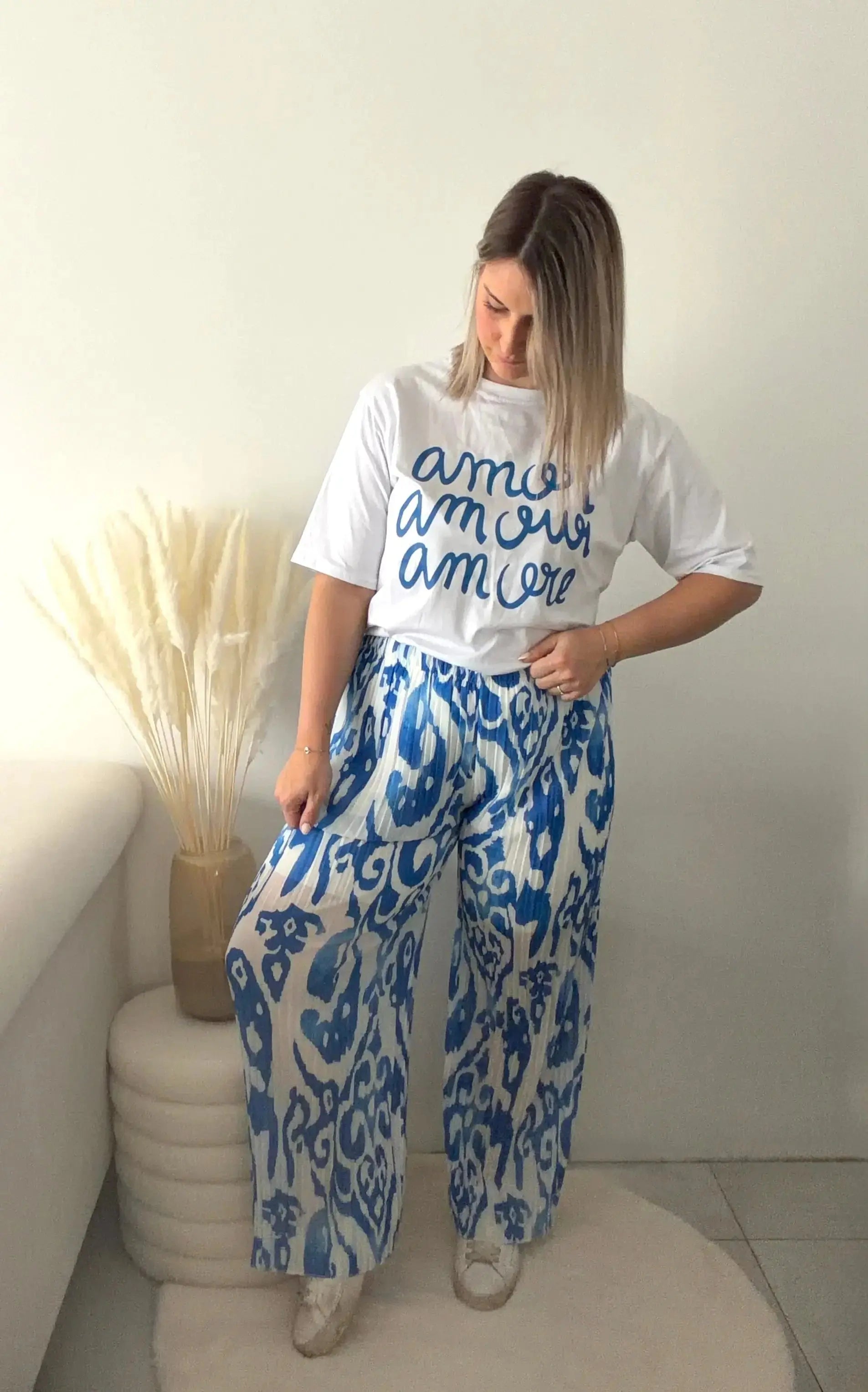 Pantalon Imprimé Alma - Bleu Maddy & Co
