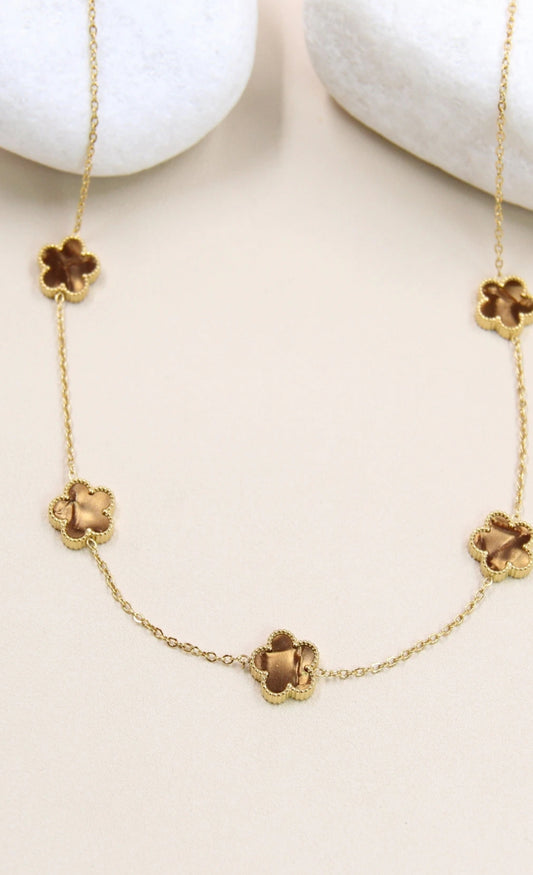 Collier TRÈFLE MARRON
