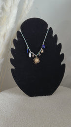 Collier breloque bleu - Soleil