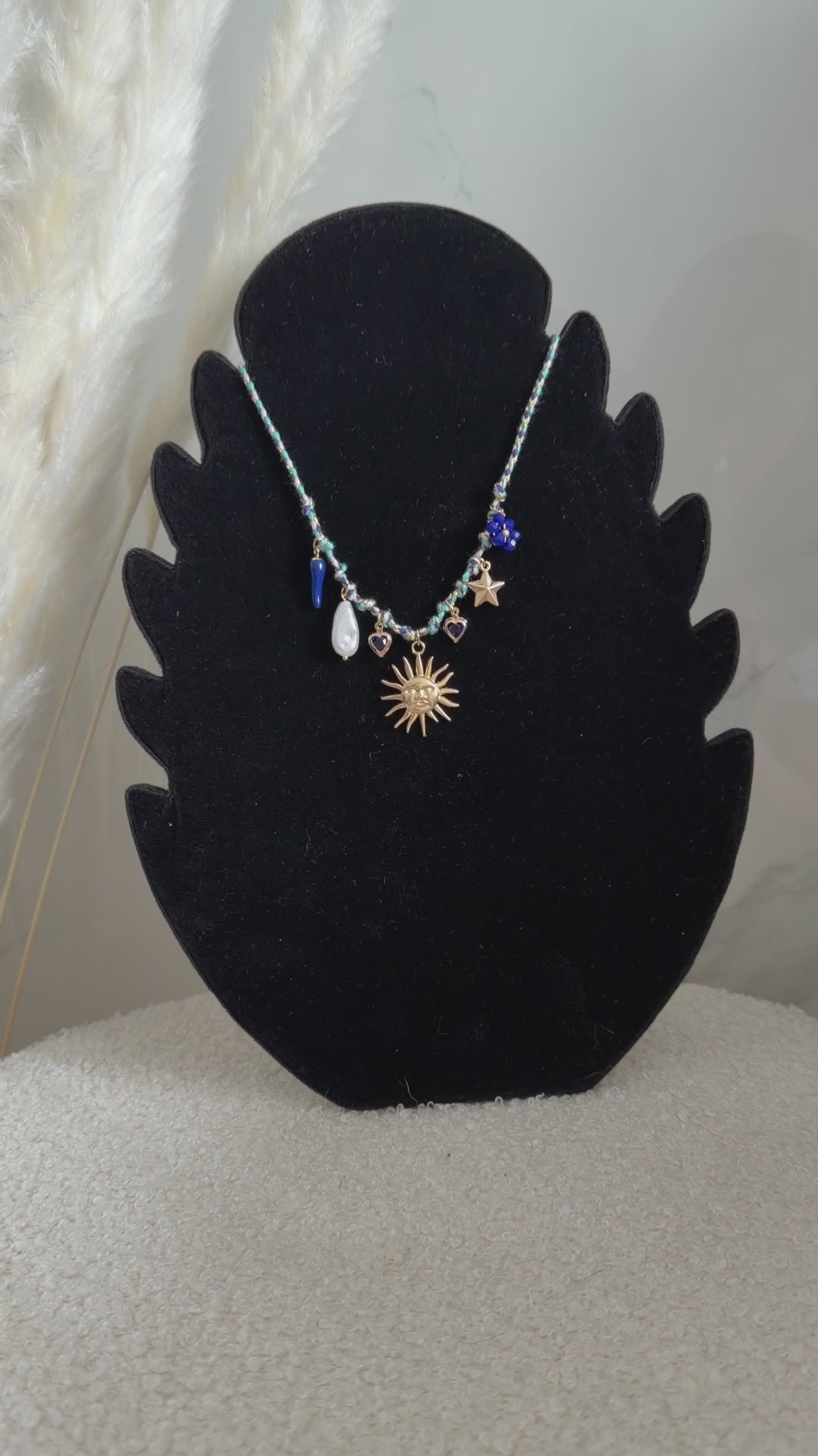 Collier breloque bleu - Soleil