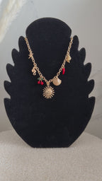 Collier charms doré - Soleil et cerise